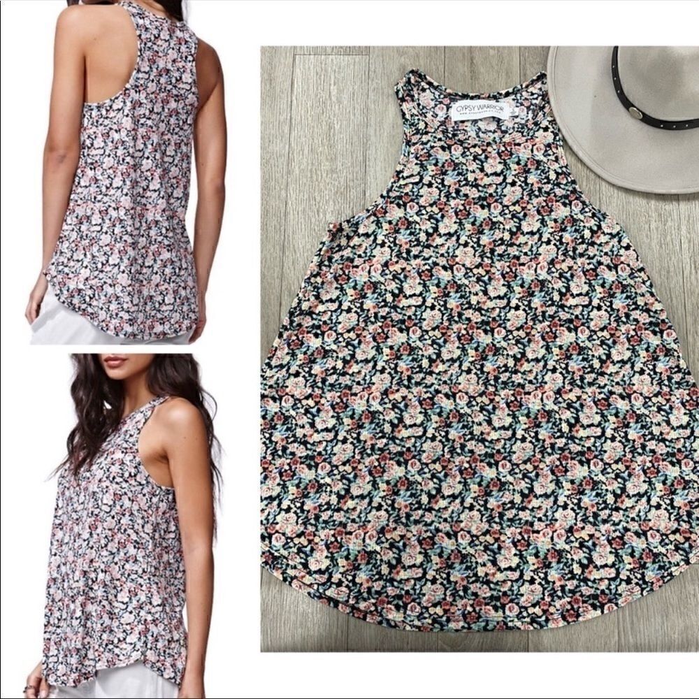 NWOT Gypsy Warrior Racerback Ribbed Floral Tank